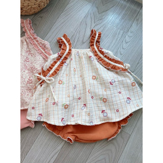 Combo 2 bộ dây muslin bé gái