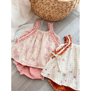 Combo 2 bộ dây muslin bé gái