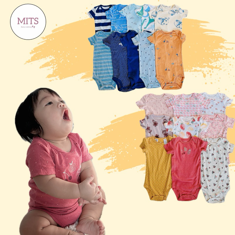 Bodychip carter, bodysuit cộc tay hàng xuất dư Cambodia cho bé trai, bé gái (9M)