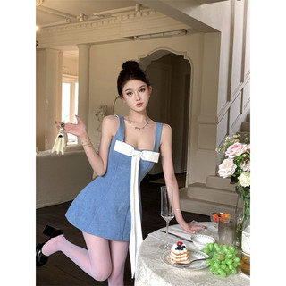 Đầm 2 Dây Jean Denim Đính Nơ Nữ Tính Đi Tiệc Đầm Xòe Jean Hai Dây Đính Nơ Chất Jean Quảng Châu Cao Cấp Đẹp CÓ HỎA TỐC
