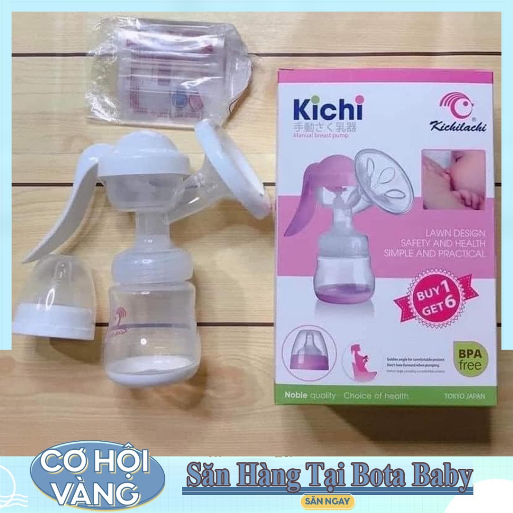 Máy Hút Sữa Bằng Tay, Cầm Tay Kèm Bình Sữa Kichi 180ML