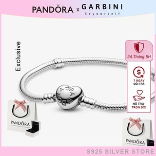 Vòng tay pandora charm Pandora Moments khoá trái tim lắc tay cao cấp S925 fullbox - Garbini