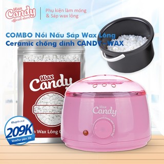 Nồi nấu sáp wax lông, nồi đun sáp wax, combo nồi nấu sáp wax lông chống dính cao cấp candywax kèm sáp dừa 100gram