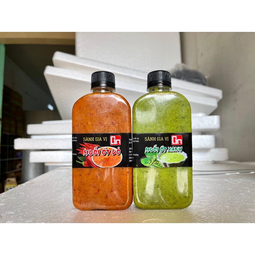 Muối Ớt Đỏ - Muối Ớt Xanh Chai 350ml