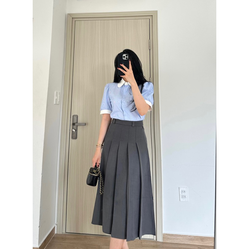 Sơ Mi Kẻ Xanh Ngắn Tay