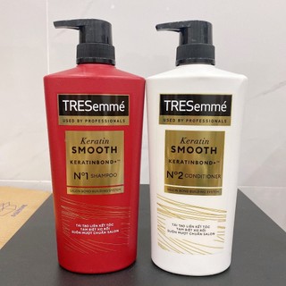 Combo gội 640g + xả 620g TRESemme Keratin Smooth Tinh dầu Argan và Keratin vào nếp suôn mượt