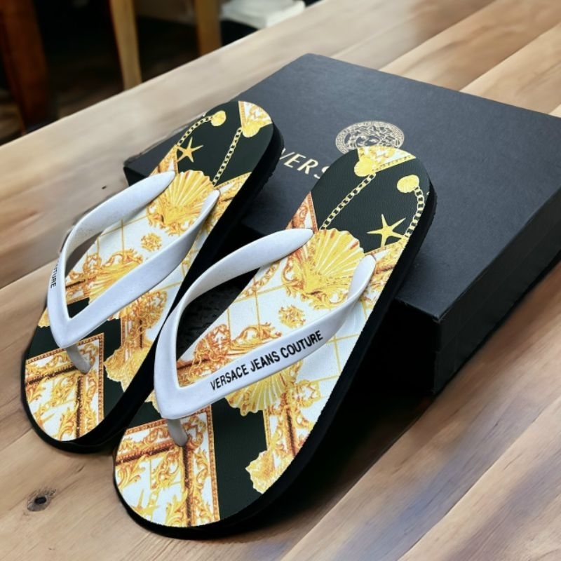 Dép kẹp nam, dép xỏ ngón nam mẫu versace hoa văn kiểu dáng thời thượng hot trend