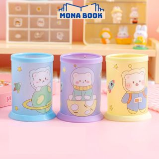Ống cắm bút để bàn hoạt hình, ống đựng bút cute học sinh