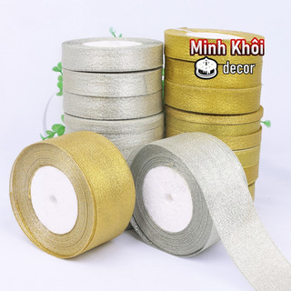 Ruy băng lụa kim tuyến kim sa gói quà noel giáng sinh sinh nhật 1cm 2cm 4cm