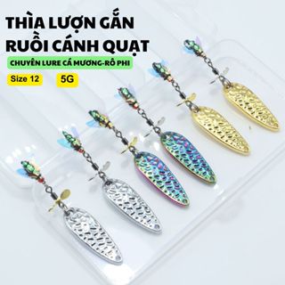  Thìa Lượn Thiên Thạch Gắn Mồi Ruồi Giả Cánh Quạt Câu Lure Cá Mương Rô Phi,Thiểu ,Ngão,... 