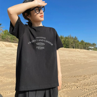 Áo Thun Form Rộng Mùa Hè Crazyteen GIGI020 Chất Cotton Hàn Quốc Tay Lỡ In Chữ Đơn giản Basic Tee