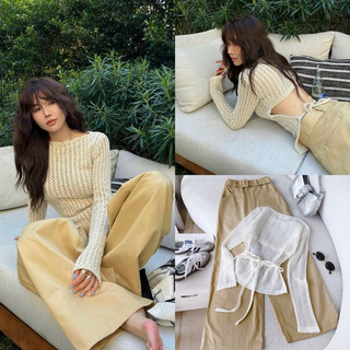 Rosé top ( set áo kèm quần jean suông )