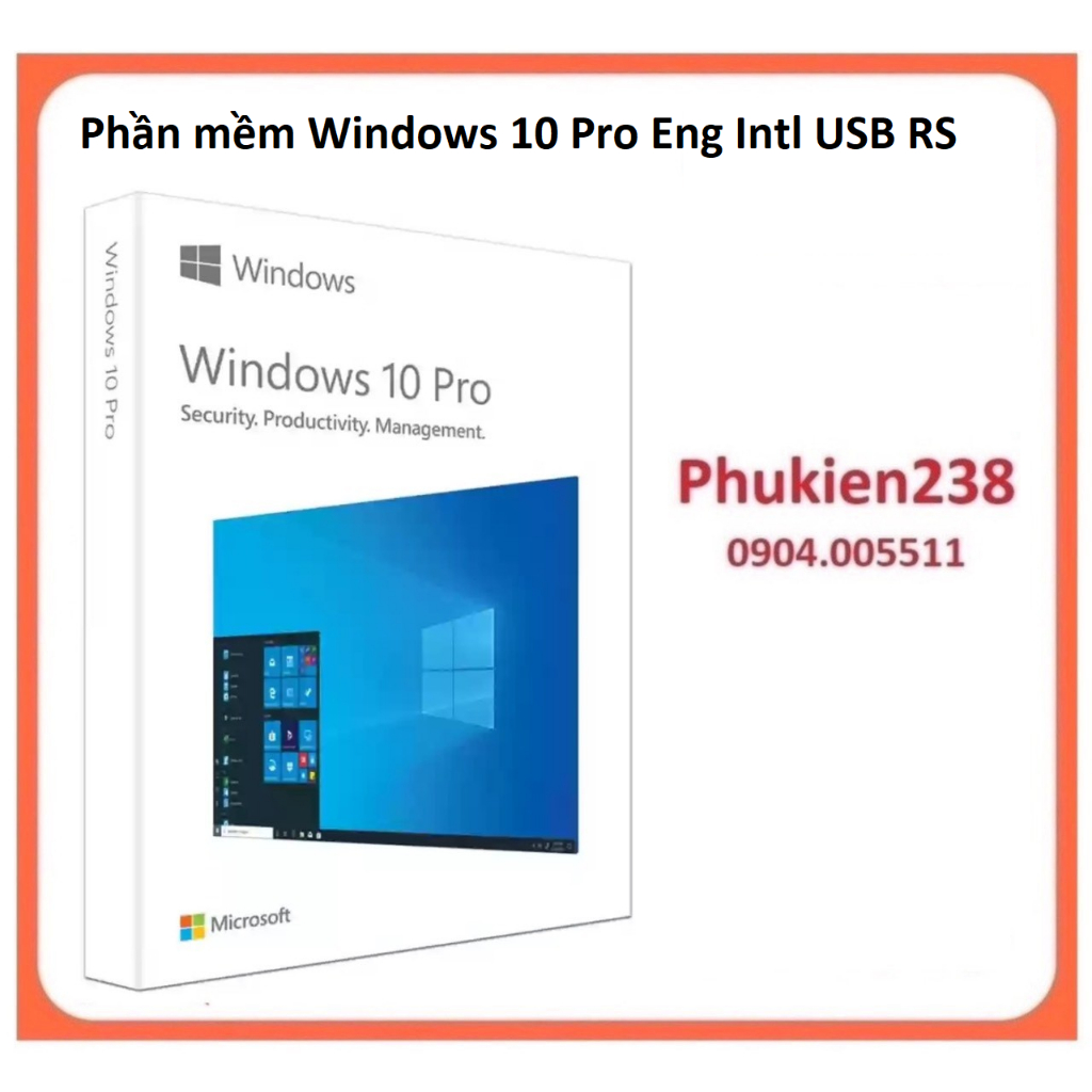 Phần mềm bản quyền Microsoft Windows 10 Pro 32/64 bit Eng Intl USB RS (HAV-00060)