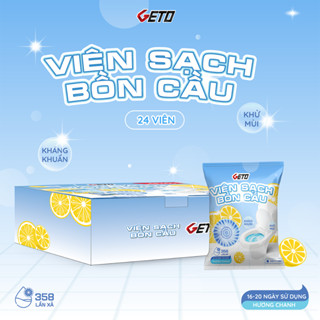  Hộp 24 Viên Thả Bồn Cầu 3 In 1 Diệt Khuân Làm Thơm Bồn Cầu Geto  Hương Chanh  