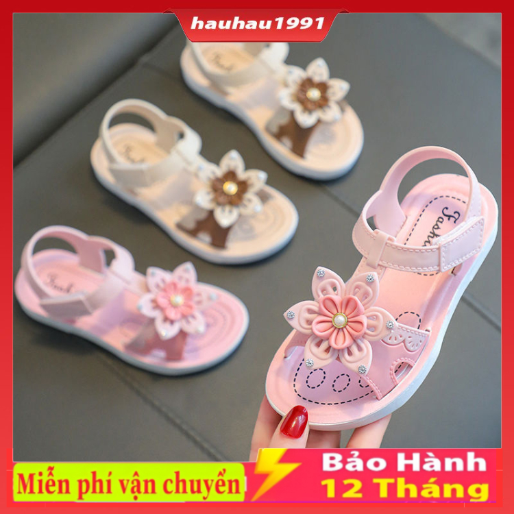 Dép quai hậu bông hoa cho bé gái, sandal baby tập đi chất cao su mềm êm chân chống trơn trượt hàng Quảng Châu