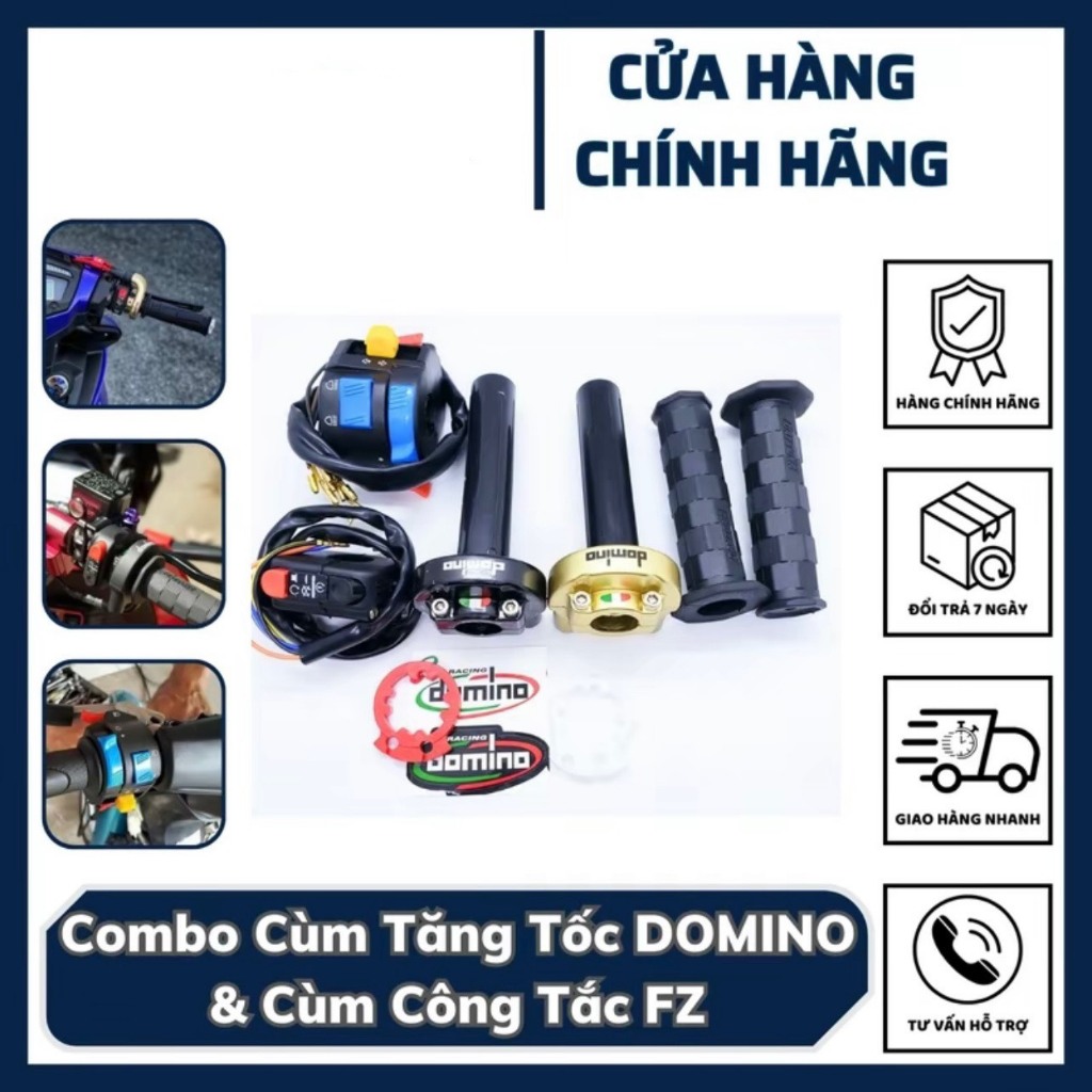 Combo cùm tăng tốc domino fz 2 dây ga gắn xe điện, wave, sirius, exciter, winner, satria, vision
