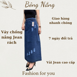 Váy chống nắng Jean rách cao cấp dạng quây