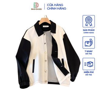 Áo khoác unisex nam nữ cúc bấm vải dù cán 2 lớp kiểu cổ bẻ phối 2 màu trẻ trung năng động Bảo Đăng