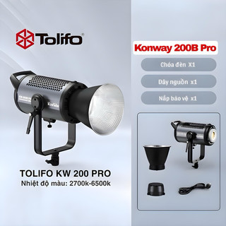 Tolifo konway 200b pro đèn led 200w bi-color 2700k-6500k