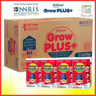 Thùng Sữa Bột Pha Sẵn Nutifood Grow PLUS+ 110ml Tăng Cân, Tăng Chiều Cao (48 Hộp x 110ml)