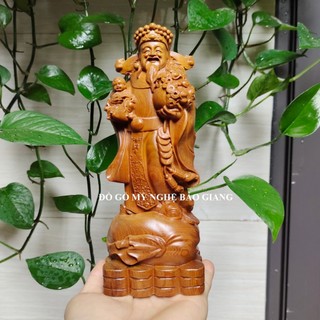 Tượng thần tài nhất phúc gỗ bách mộc châu thơm cao 20 cm