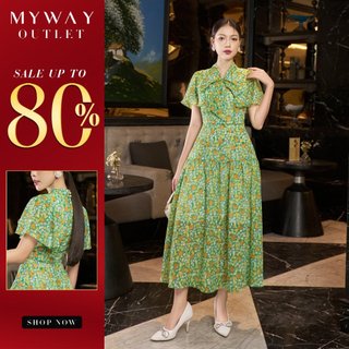 Đầm Maxi Nữ My Way Cổ Nơ Thanh Lịch 9MD0232 - HA2