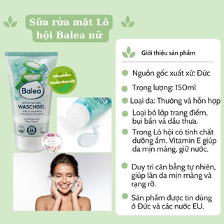Sữa Rửa Mặt Balea 150ml Nội Địa Đức Cho Da Dầu Da Khô Da Nhạy Cảm