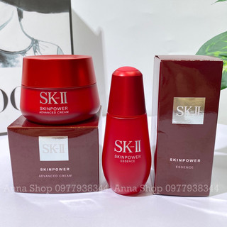Combo chống lão hóa sk-ii serum skinpower essence 50ml và kem advanced cream 80g, chính hãng nhật bản