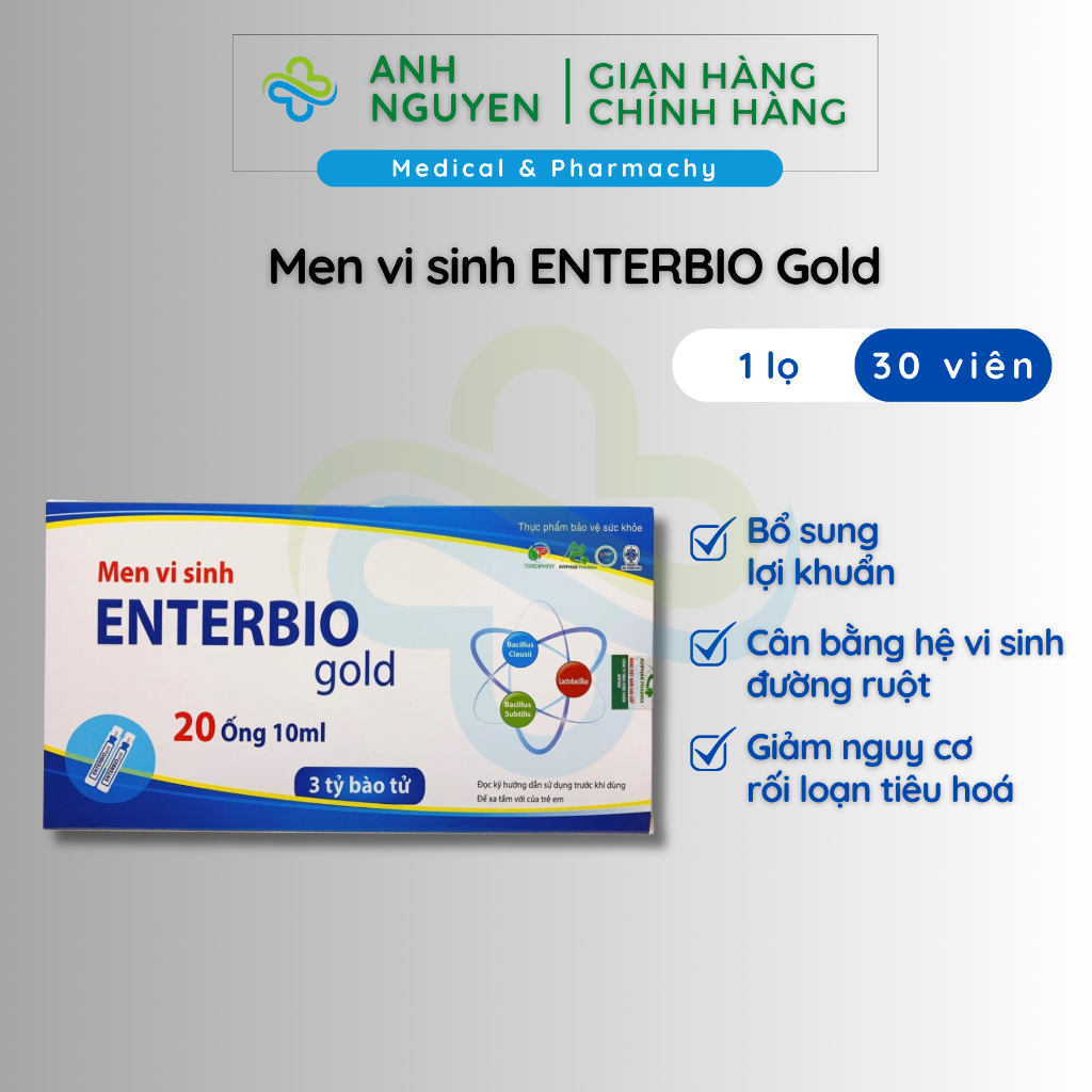 Men Vi Sinh Enterbio Gold Giúp Cân Bằng Hệ Vi Sinh Đường Ruột, Bổ Sung Lợi Khuẩn
