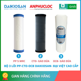 [CHÍNH HÃNG ] LÕI LỌC NƯỚC 123 ĐV - COMBO 3 LÕI PP-OCB-CTO-L1 GÁO DỪA  DÙNG CHO DAIKIOSAN MAKANO