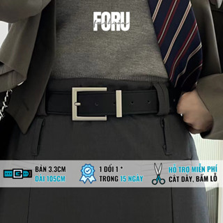 Thắt lưng nam nữ bản kim mặt vuông, dây nịt unisex đi học phong cách Hàn 3.3cm TL35