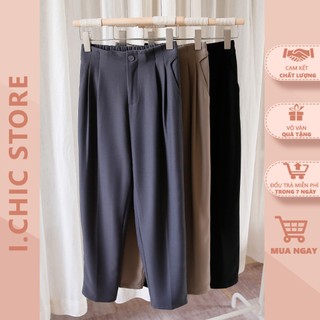 Quần tây dáng baggy q002 cạp chun sau công sở nữ gọn gàng thanh lịch ichic