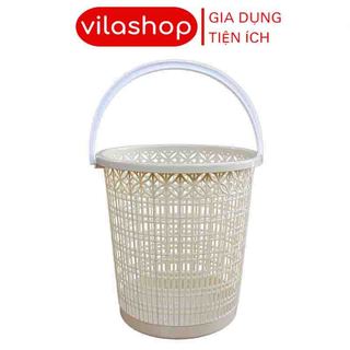 Sọt Đựng Rác, Thùng Rác Đan Hoa Có Quai Tinh Tế Bền Đẹp