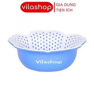 Bộ Thau Rổ Hoa Mai 3395, Thau Rổ Nhựa 2 Lớp Hình Bông Hoa Mai ĐẹpTinh Tế Giúp Để Ráo Rau Củ Quả