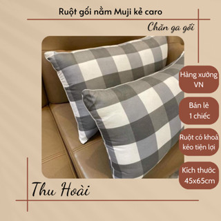 Ruột Gối Nằm Bông Gòn Cao Cấp MUJI , ruột gối kẻ caro xuất nhật , giá bán lẻ 1 chiếc