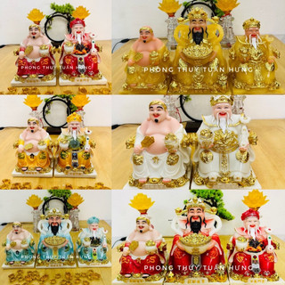 Tượng thần tài thổ địa, thần tiền bột đá dát vàng , hàng nhập khẩu cao cấp