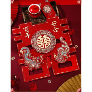 (set 2 cái) Chữ hỷ giấy nhung 3D trang trí đám cưới có nhiều mẫu