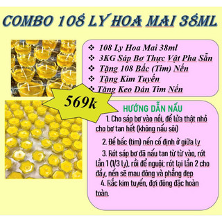 Combo đầy đủ 108 ly hoa mai làm nến bơ, đèn sáp bơ dâng lễ, cúng dường tam bảo