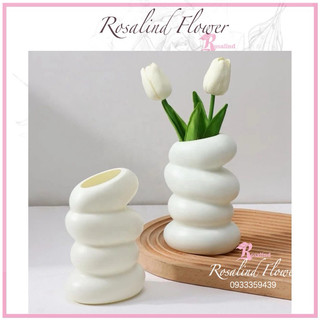 Bình hoa nhựa giả gốm , Chậu hoa thiết kế xoắn ốc bằng nhựa, Hộ gia đình giả gốm sứ hiện đại Phong cách Bắc Âu