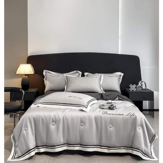 Bộ Chăn Ga Gối Phi Lụa CHARMING Phiên Bản Mới Hiện Đại, Chất Liệu Vải Mềm Mại - Chăn Trần Bông Sử Dụng 4 Mùa
