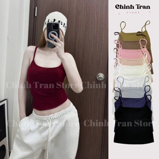Áo Hai Dây Nữ Trơn Basic Nhiều Màu Chất Thun Gân Mát Mẻ Sexy Cá Tính - Chinh Trần Store