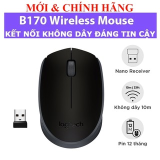 Chuột không dây logitech b170 - usb, nhỏ gọn, thuận cả 2 tay, phù hợp pc/laptop, b175