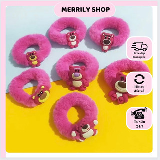 Dây thun cột tóc hoạ tiết gấu lotso hồng dễ thương