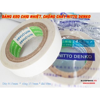 Băng keo sợi thủy tinh chịu nhiệt, chống cháy nitto denko, băng dính cách điện siêu mỏng 0.13mm10m