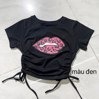 Áo rút dây 2 bên in hình môi