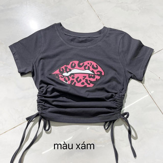 Áo rút dây 2 bên in hình môi