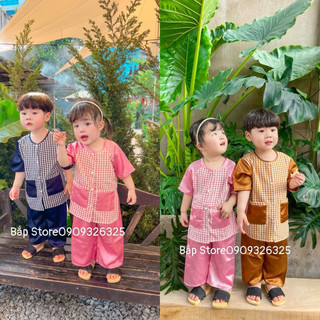 Bộ bà ba lụa bé trai bé gái KHÔNG kèm khăn