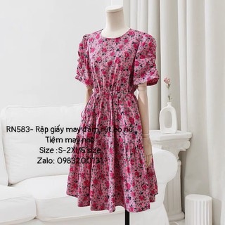 Rn583_rập giấy may đầm rút eo nữ