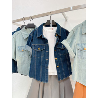 AfterBefore | Áo Denim Tay Ngắn 2 Màu