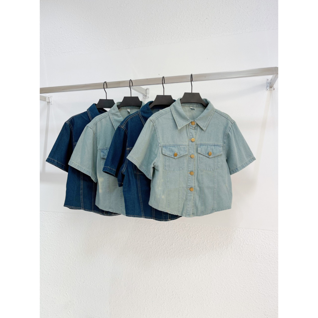 AfterBefore | Áo Denim Tay Ngắn 2 Màu